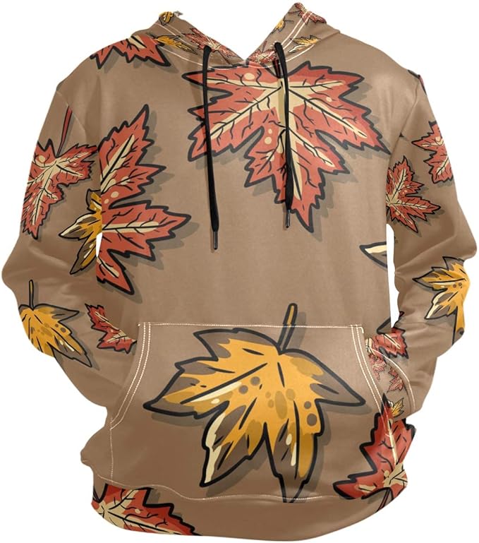 Cute Autumn Maple Leaves Hoodie Sweatshirt for Boys Girls Drawstring