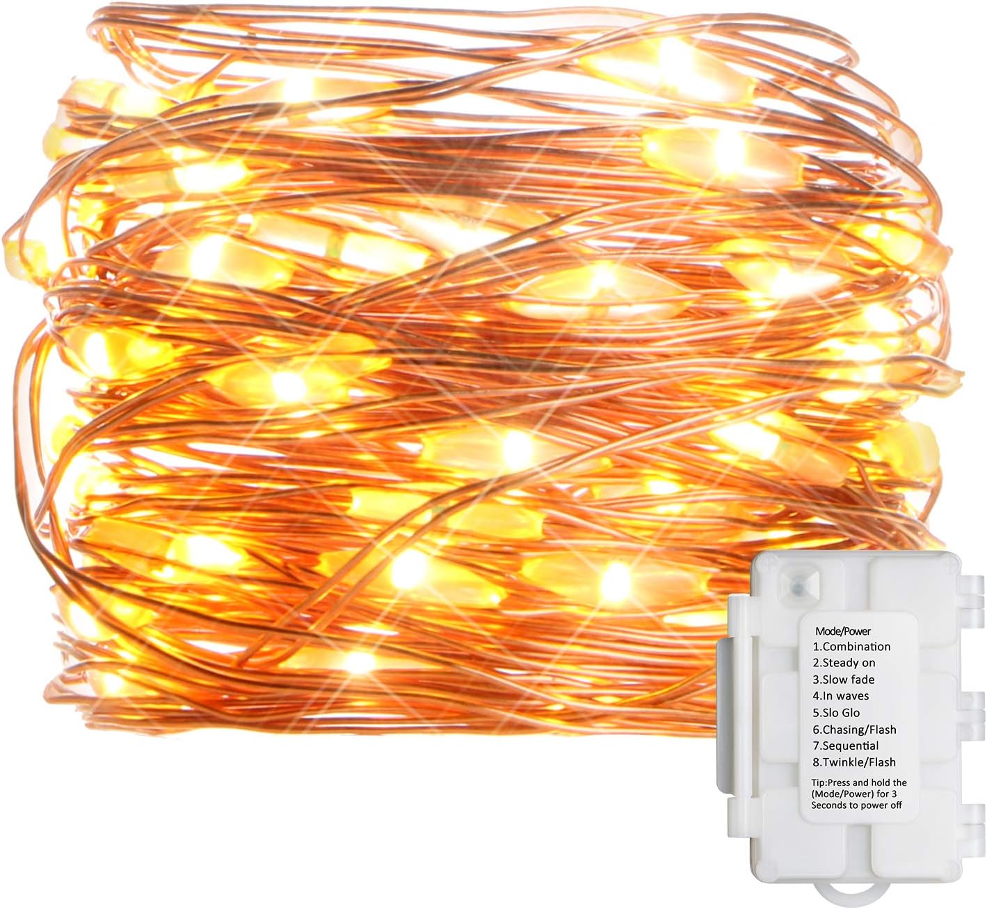 KooPower Battery Operated Fairy String Lights, 50 Warm White Micro LEDs on 5M Copper Wire with