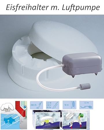 HEISSNER TZ513-00 Eisfreihalter 25 cm mit Luftpumpe 200 L/h