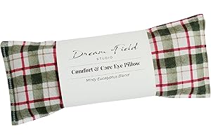 DREAM FIELD STUDIO Mint Aromatherapy Eye Pillow – Handmade Flax Seed Mask with Peppermint & Eucalyptus – Warm or Cool Comfort – Relaxing Spa-Inspired Gift – Small Batch USA | Windowpane Plaid