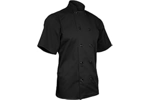 ChefsCloset Unisex Short Sleeve Button Chef Jacket Chef Coat