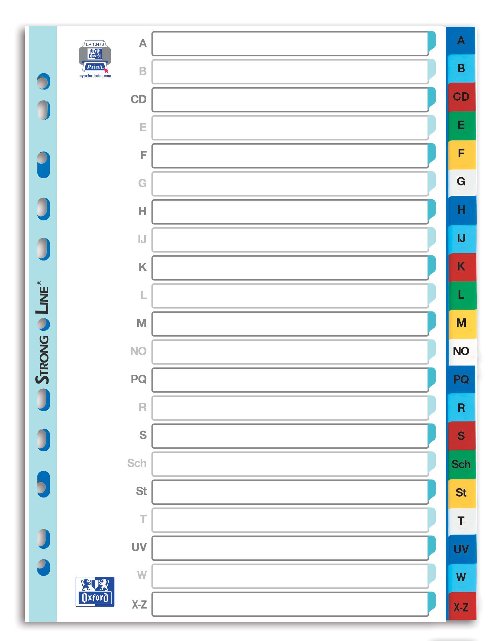 Elba Plastic Register Strong Line Alphabet, A-Z 25 Register