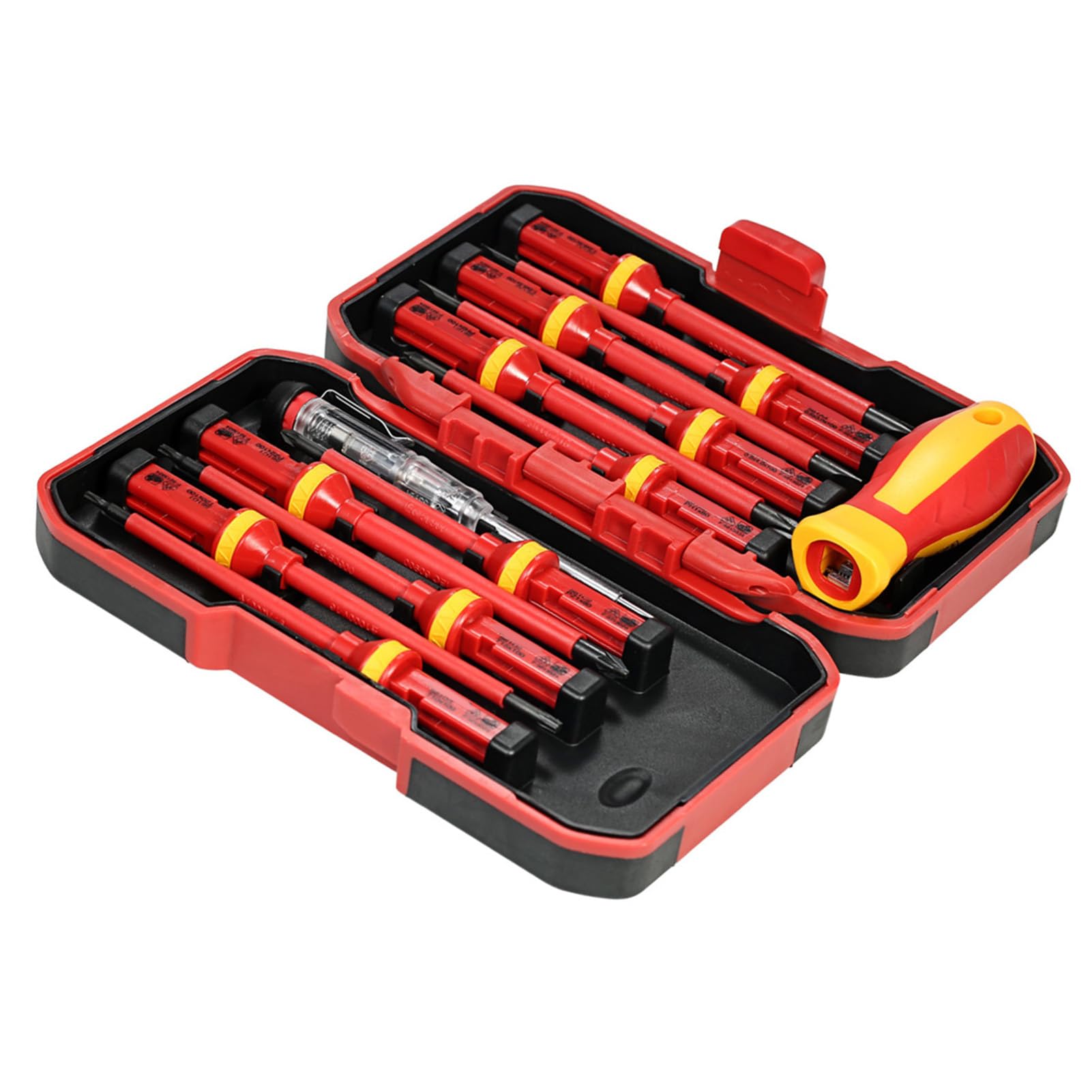 Insulated Screwdrivers Set HUIOP 13pcs 1000V Ceable Insulated Screwdrivers Set with Magnetic Slotted Phillips Pozidriv Torx Bits Electrician Tools Kit