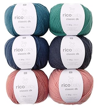 Woll-Set Babywolle Rico Baby Classic 6x50g #39, weiche Wolle zum Stricken und Häkeln
