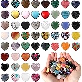 120 PCS Heart-Shaped Natural Stones, 0.8 in Crystal Stones Bulk, Assorted Gemstone Worry Rocks for Yoga Meditation, Pocket Carry, Jewelry DIY, Chakra Balancing, Wedding or Home Decor