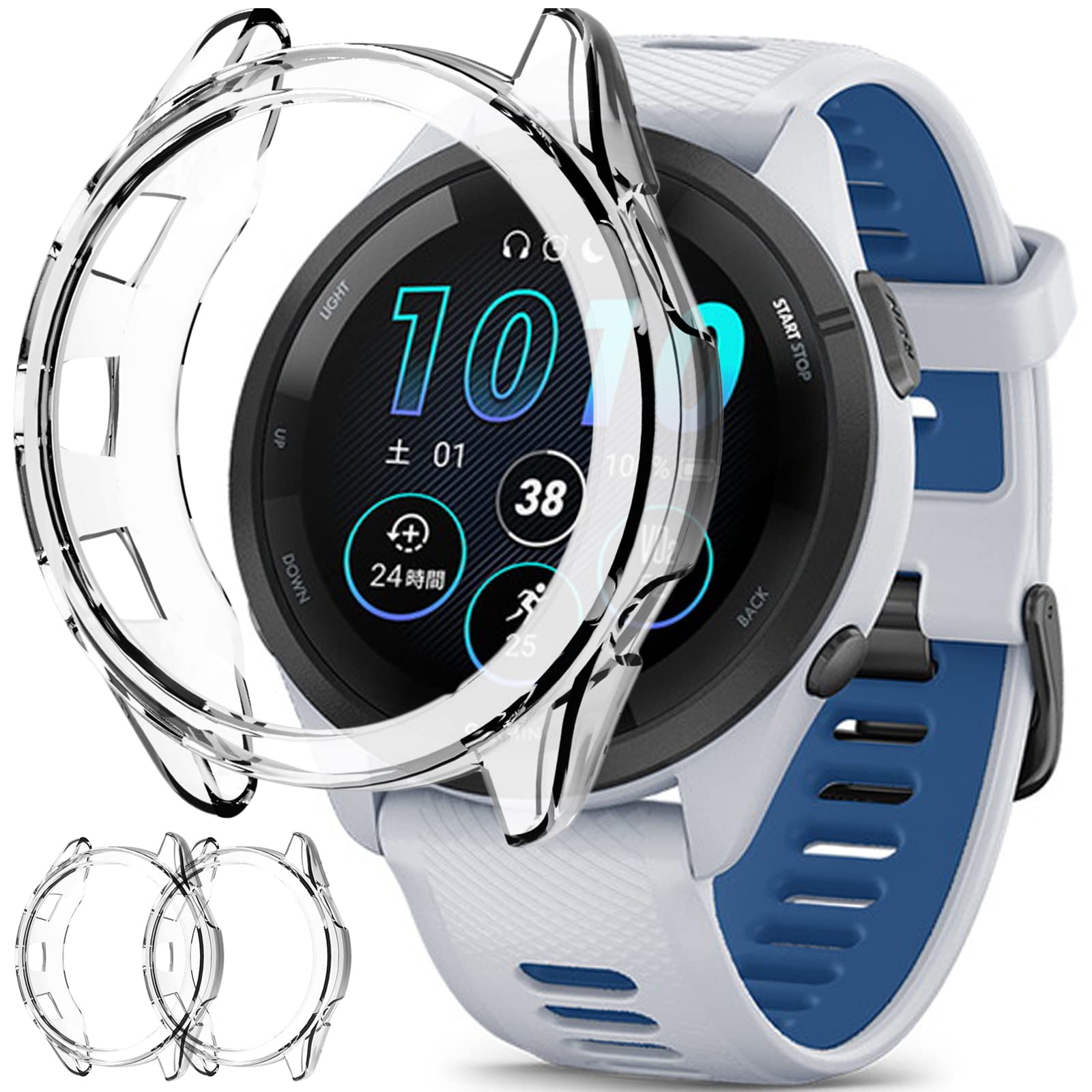 Miimall [2 Pack] Compatible with Garmin Forerunner 265S 42mm Case, Soft TPU Frame(Without Screen Protector) Ultra-Thin Shockproof Protective Bumper Case Cover for Forerunner 265S, Clear+Clear