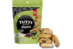 Tutti Gourmet Gluten Free Pistachio & Cranberry Biscotti, 9.9 oz (283g) Resealable Cookie Bag, Vegan and Halal Snacks
