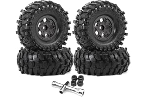 WLYEJEA WLYJEA 1.9in RC Crawler Mud Slingers Tires 118mm RC Rubber Tires w/12mm Hex Plastic Beadlock Wheel Hub Fit for 1/10 RC Rock Crawlers FCX10 Axial SCX10 Pro SCX10 UTB18 TRX4 Redcat Gen8 7VS4-10(4PCS)