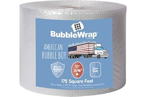 American Bubble Boy 3/16' Small PLUS Bubble Wrap, 175 Feet Bubble Wrap Roll- Premium shipping supplies for Moving and packing heavy duty materials - Perforated plastic wrap bubble Every 12 Inches.