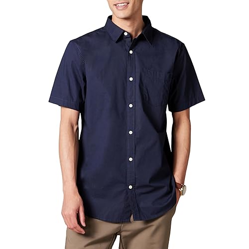 Amazon Essentials Short Sleeve Shirt for Men, Available in Big & Tall, Navy, X-Small