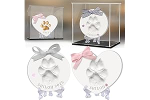 Skittypurr Dog Paw Print Keepsake Kit,Makes(2),Clay Pawprint Ornament for Dog Cat,Pet Paw Print Impression Kit with 2 Display Cases to Protect Pawprints,Soft&Safe Clay,Dog Mom Gifts