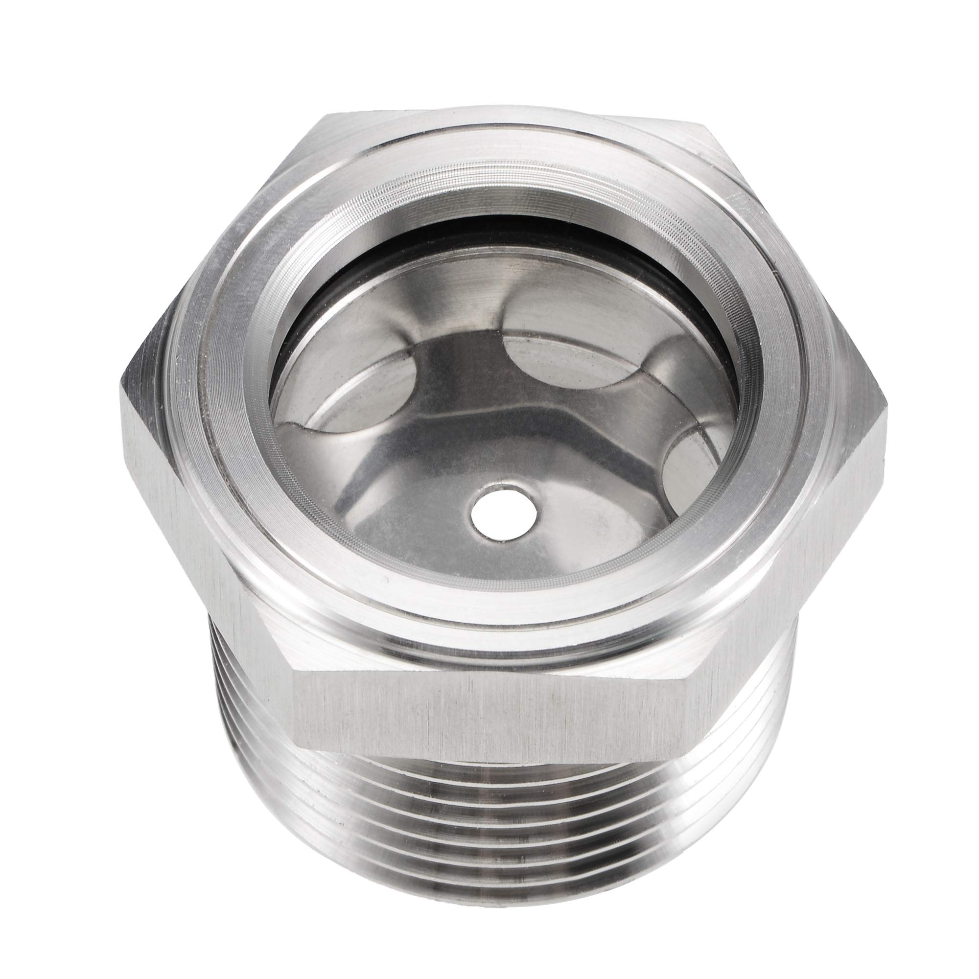 sourcing map Oil Liquid Level Gauge Sight Glass 1 NPT Male Threaded 304 Stainless Steel Air Compressor Fittings, Silver Tone