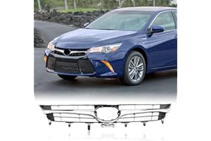 Kspeed Front Bumper Upper Grille for 2015 2016 2017 Toyota Camry LE SE XLE XSE, Black and Chrome Front Upper Grill Replace for 5310106411 TO1200377