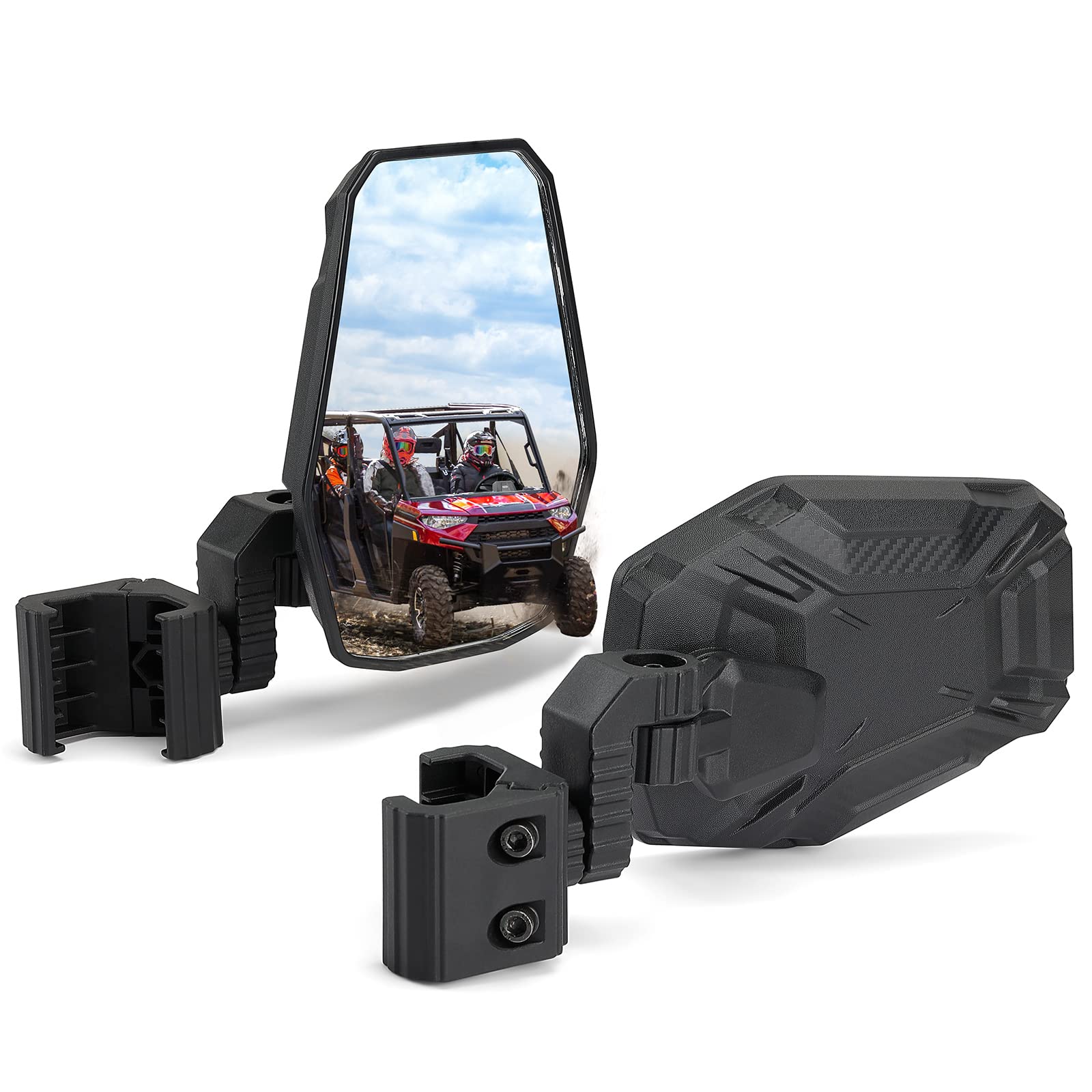 KEMIMOTO UTV Side Mirrors, UTV Rearview Mirrors Compatible with Pro-Fit Polaris Ranger XP 1000 General Can-Am Defender Maverick Trail Uforce Gen 2, 3-axis Rotation Rear View Accessories Image