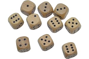 StarMall Set of 10 16MM Round Wooden Dice Set
