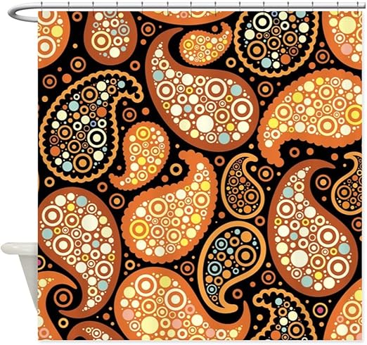 Amazon Com Cafepress Black Brown And Orange Paisley Shower