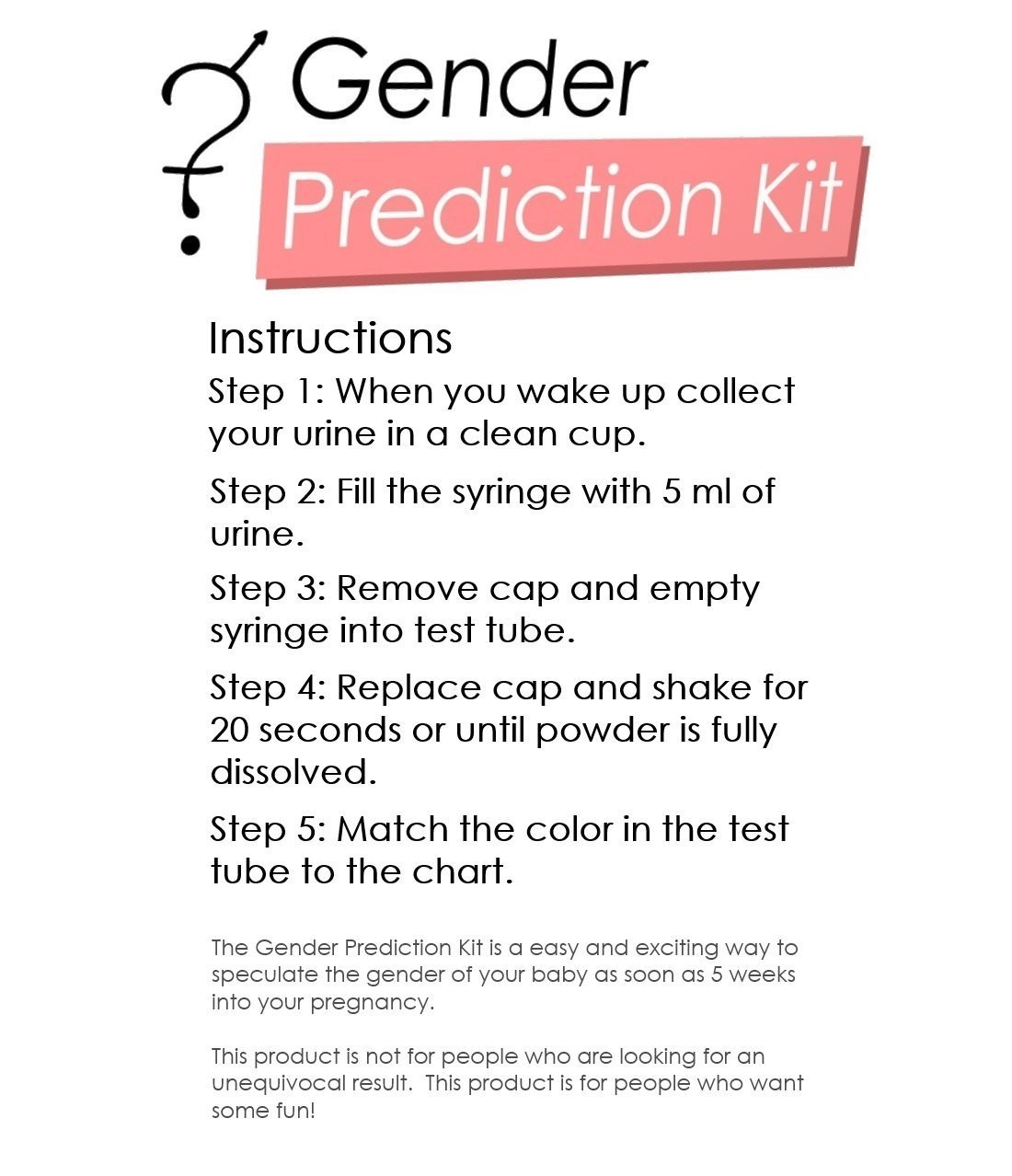Baby Gender Prediction Test Kit - Early Pregnancy Prenatal Sex Test - Predict if Your Baby is a boy or Girl in Less Than a Minute from The Comfort of Your Home. Super Fun Gift for Reveal Party.