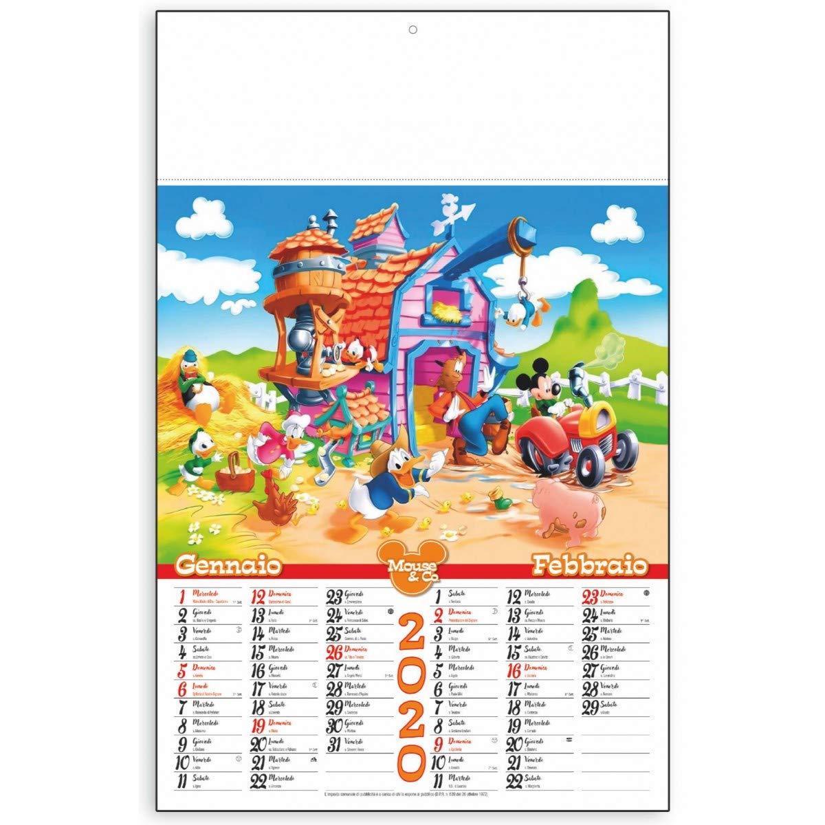 Calendario Walt Disney Topolino 2020 murale 32x49,5 Cancelleria e