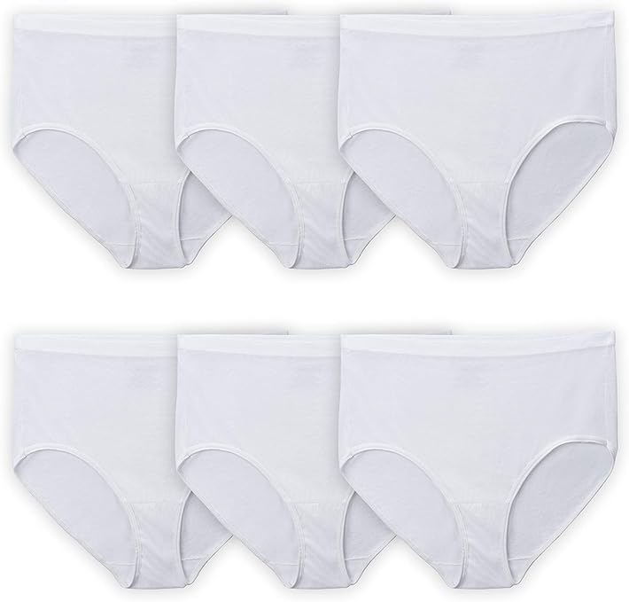 Fruit of the Loom Womens Fit for Me Women's White Cotton Briefs, 6 Pack