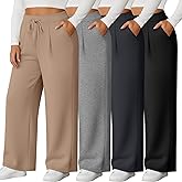 Evervibe 4 Pack Women's Plus Size Pants, Wide Leg Lounge Pants Drawstring Yoga Sweatpants Casual Workout Joggers with Pockets