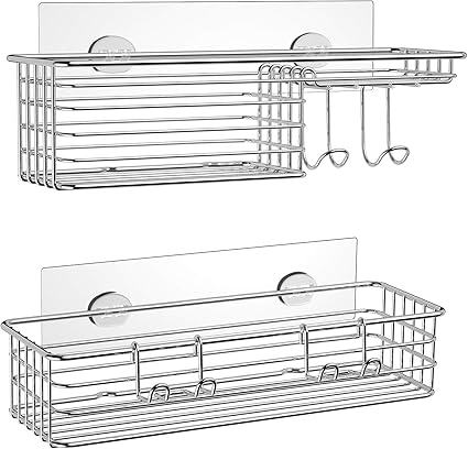 Amazon.com: Paquete de 2 cestas de ducha SMARTAKE, estante de baño