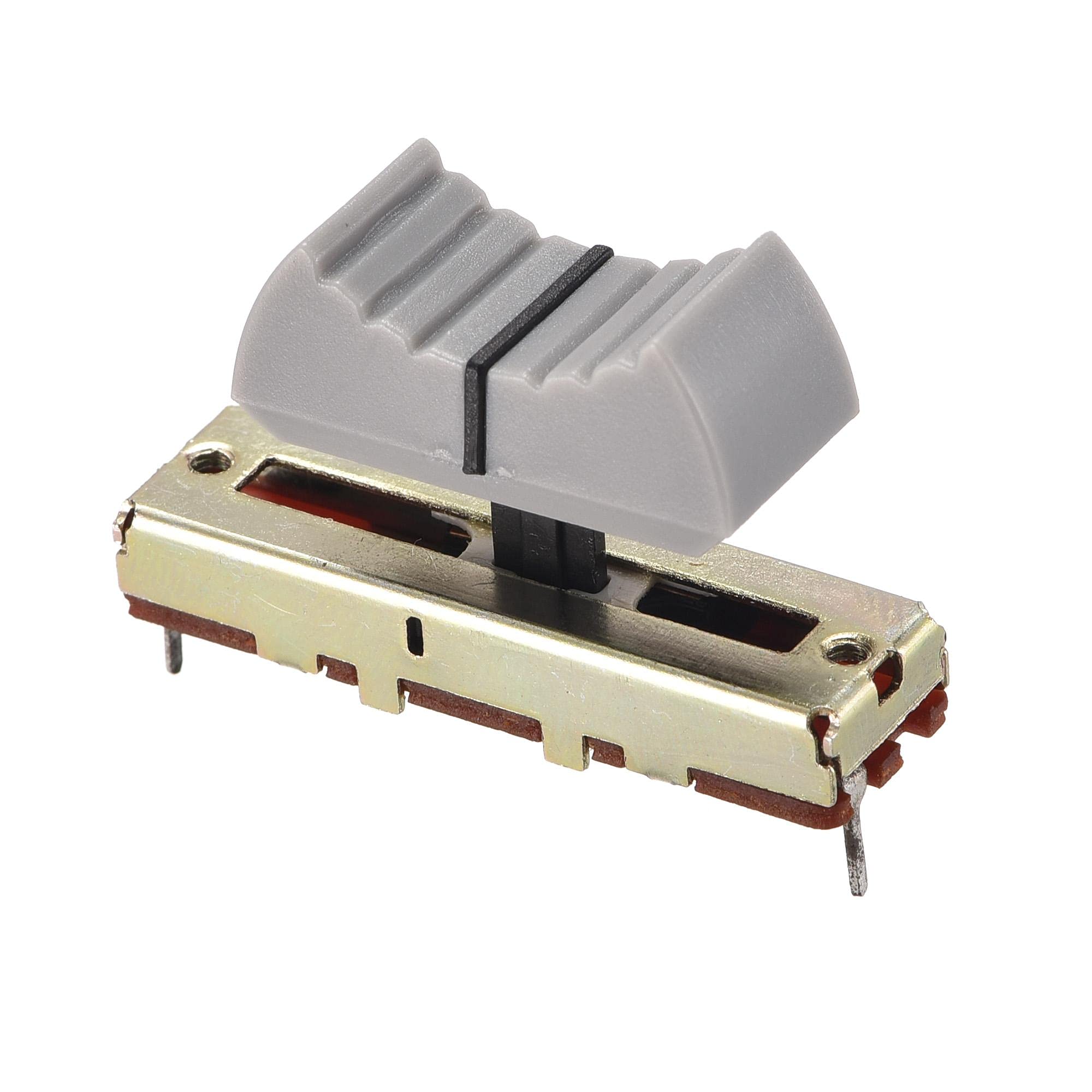 sourcing map Fader Variable Resistors Mixer 35mm Straight Slide Potentiometer B50K Ohm Grey Black Knobs