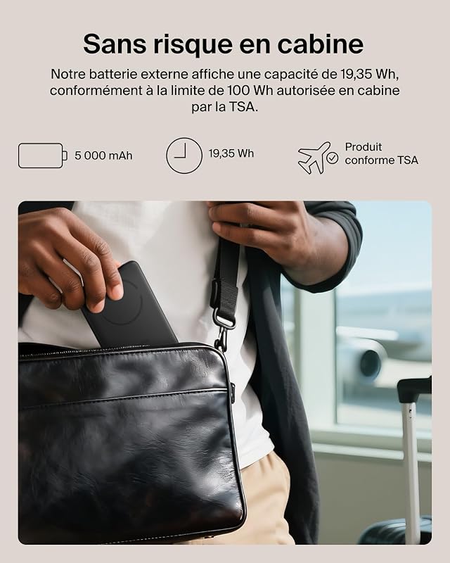 BoostCharge Batterie Externe Magnétique 5 000 mAh - Noir