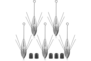 BNQOE 5 Pcs Sputnik Sinkers Surf Fishing Weight, Fishing Equipment Long Tail Fishing Weights Saltwater Surf Casting Sinkers,Fishing Weights Sinkers Spider Weights Surf Casting Sinkers