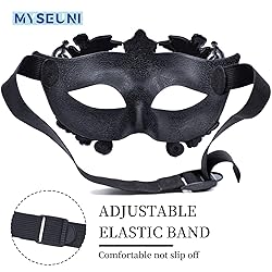 MYSEUNI Black Masquerade Mask for Men - Greek