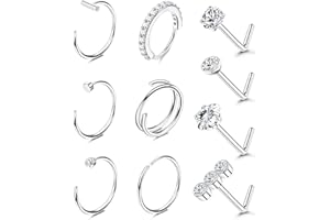 Briana Williams 20G Nose Screw Studs Surgical Steel Nose Rings Piercing 1.5mm 2mm 2.5mm CZ Inlaid Opal Nostril Nose Piercing 