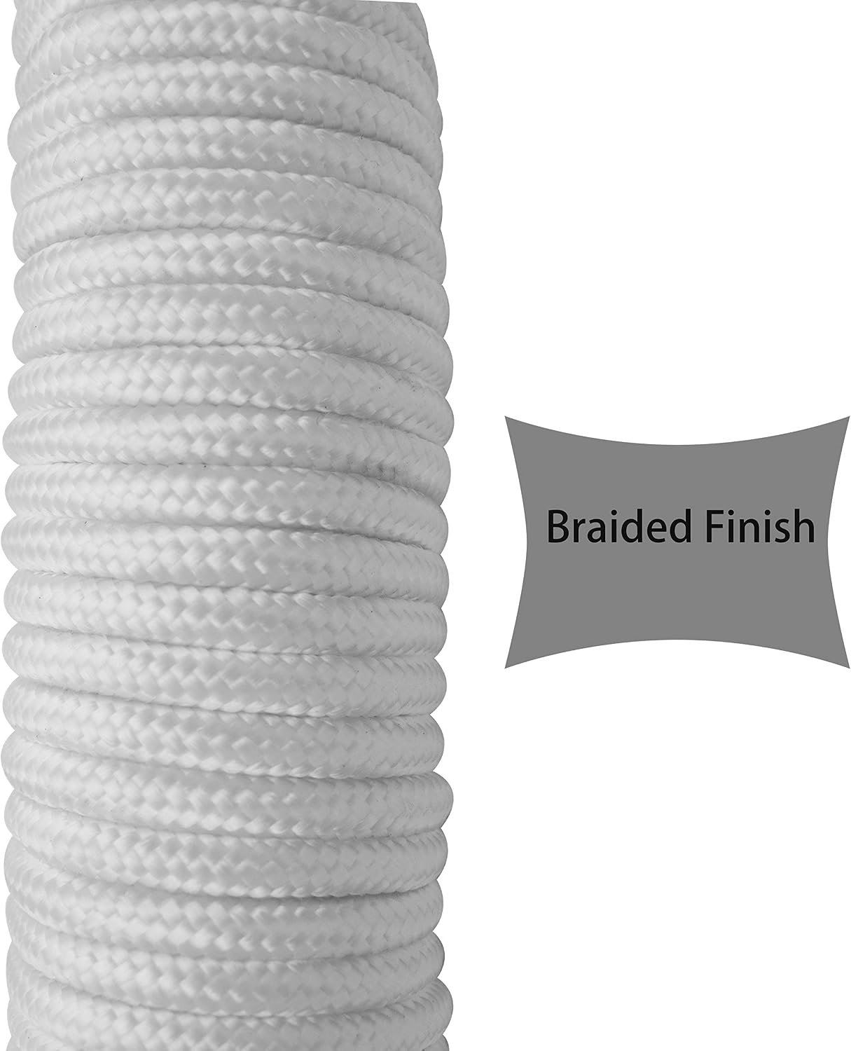 ZKSM 82ft Nylon Flag Rope 1/4Inch Thick White Flag-line Halyard Complete with 2 Steel Hook Clips Double Braided for Flags Outdoor Hanging Clothes - Image 3