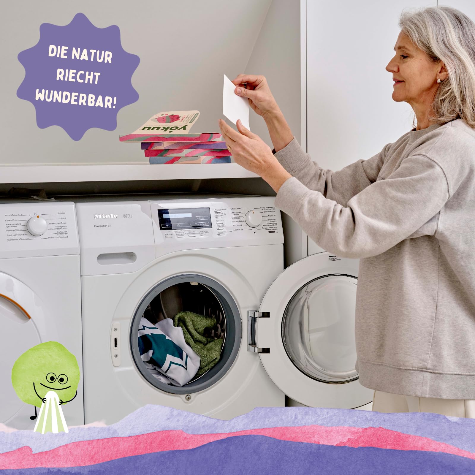 YOKUU Probiotische Reisewaschmittel Blätter | 64 Ladungen | Lavendel | Ökologische Waschblätter Schwarze & Weiße Wäsche | Ultra-Konzentriert, Vordosiert & Wasserlöslich 7