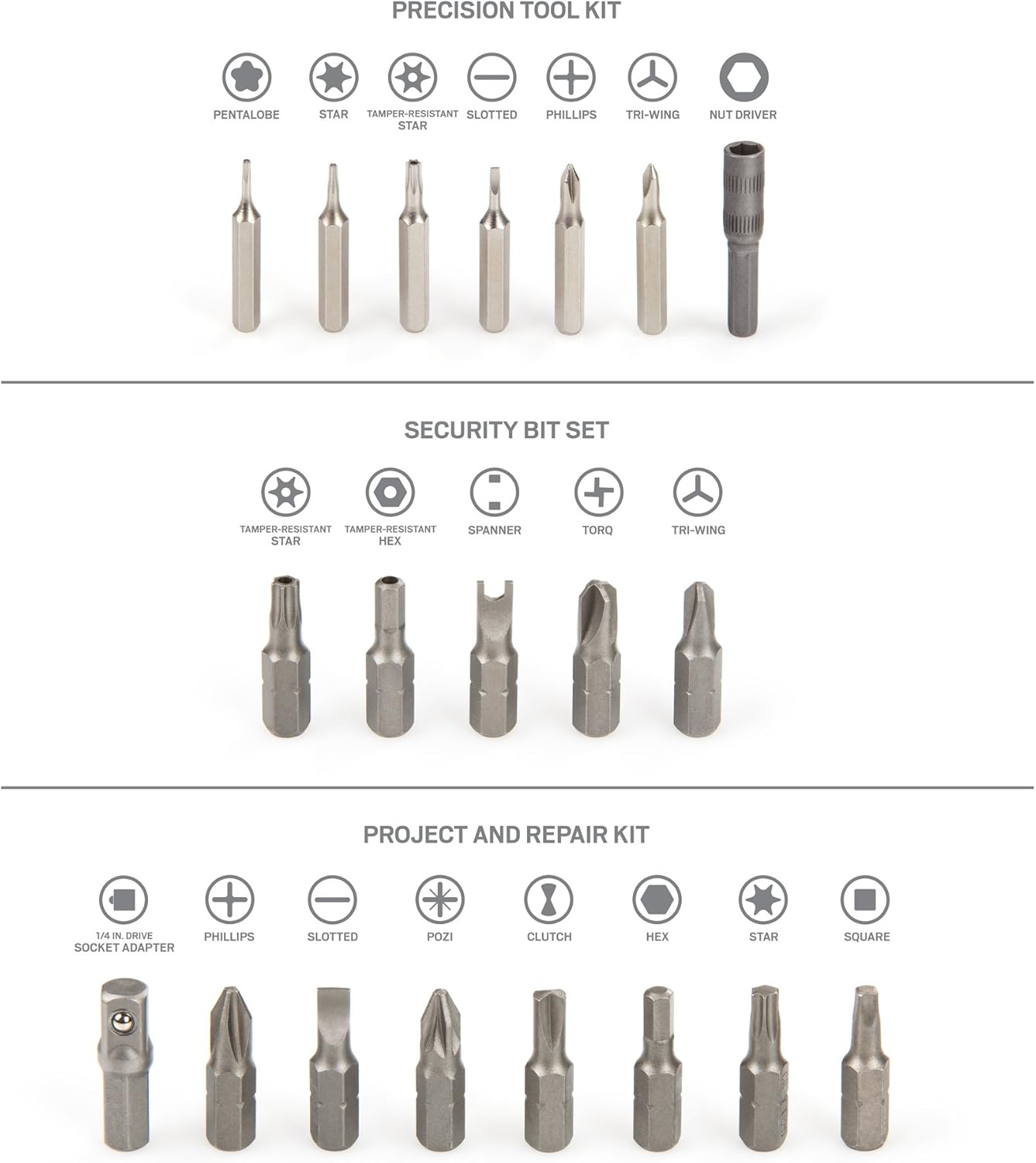 TEKTON 2841 Everybit (TM) Ratchet Screwdriver, Electronic Repair Kit and Security Bit Set, 135-Piece - - 