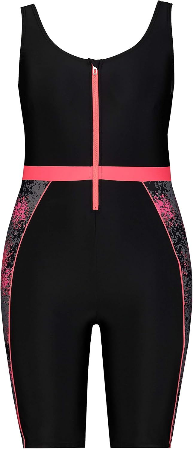 Ulla Popken Women's Plus Size Aquatard Long Leg Swimsuit Black 36