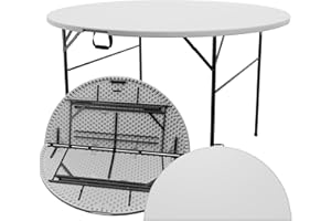 Sorfey Round Folding Table, 60" Round (5 ft Round), White Plastic.