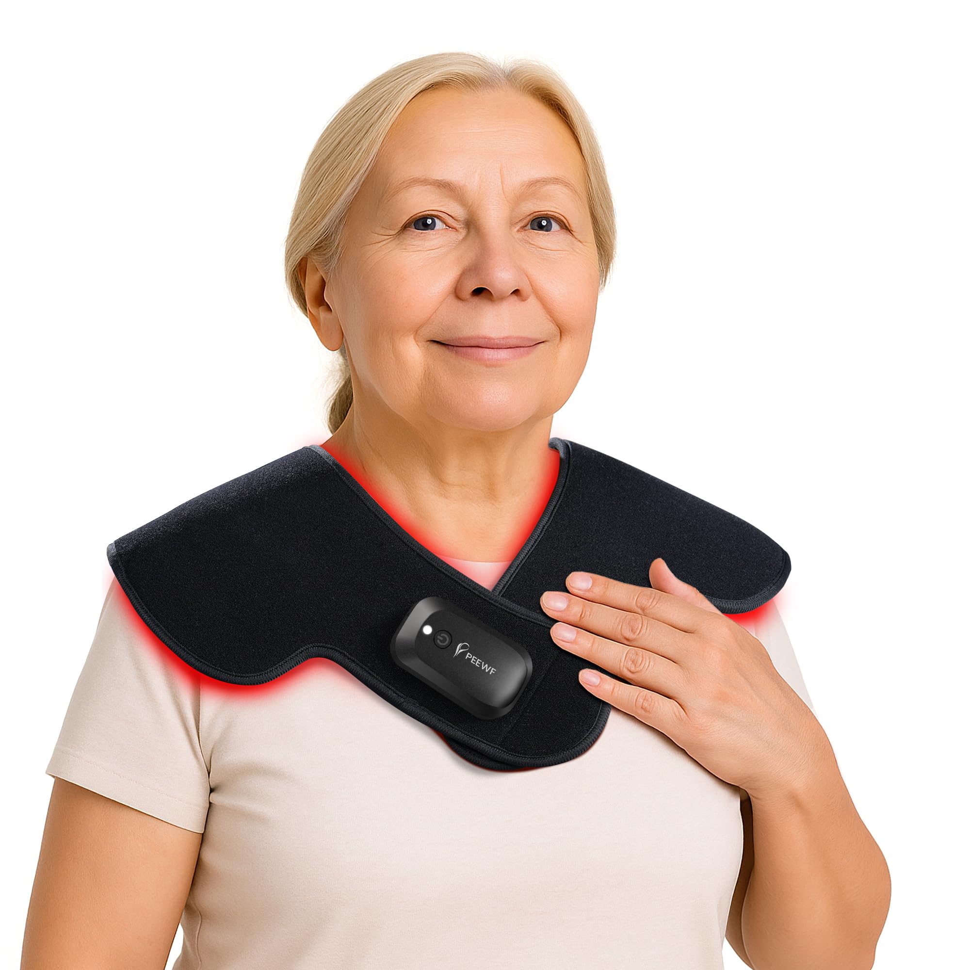 Photo 1 of PEEWF Shoulder & Neck Light Therapy Pad – 28 Red 660nm & 28 Near-Infrared 850nm LEDs + Built-in Gentle Heating Wires