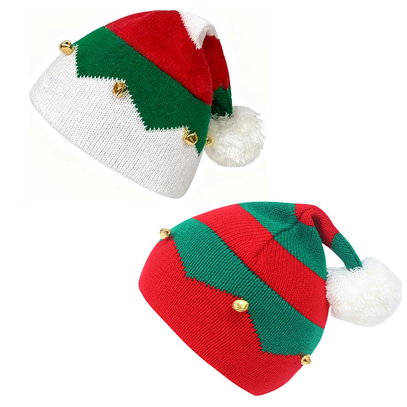 Skyearman Set of 2 Christmas Hats for Men and Women, Christmas Hat, Santa Hat, Adults, One Size, Accessories for Christmas Costume (With Bells)