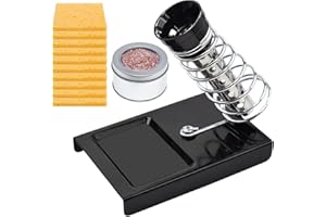 WADY Soldering Iron Holder Stand with 10 Pcs Cleaning Sponge and Brass Ball for Cleaning Soldering Iron Tip, Durable Solderin