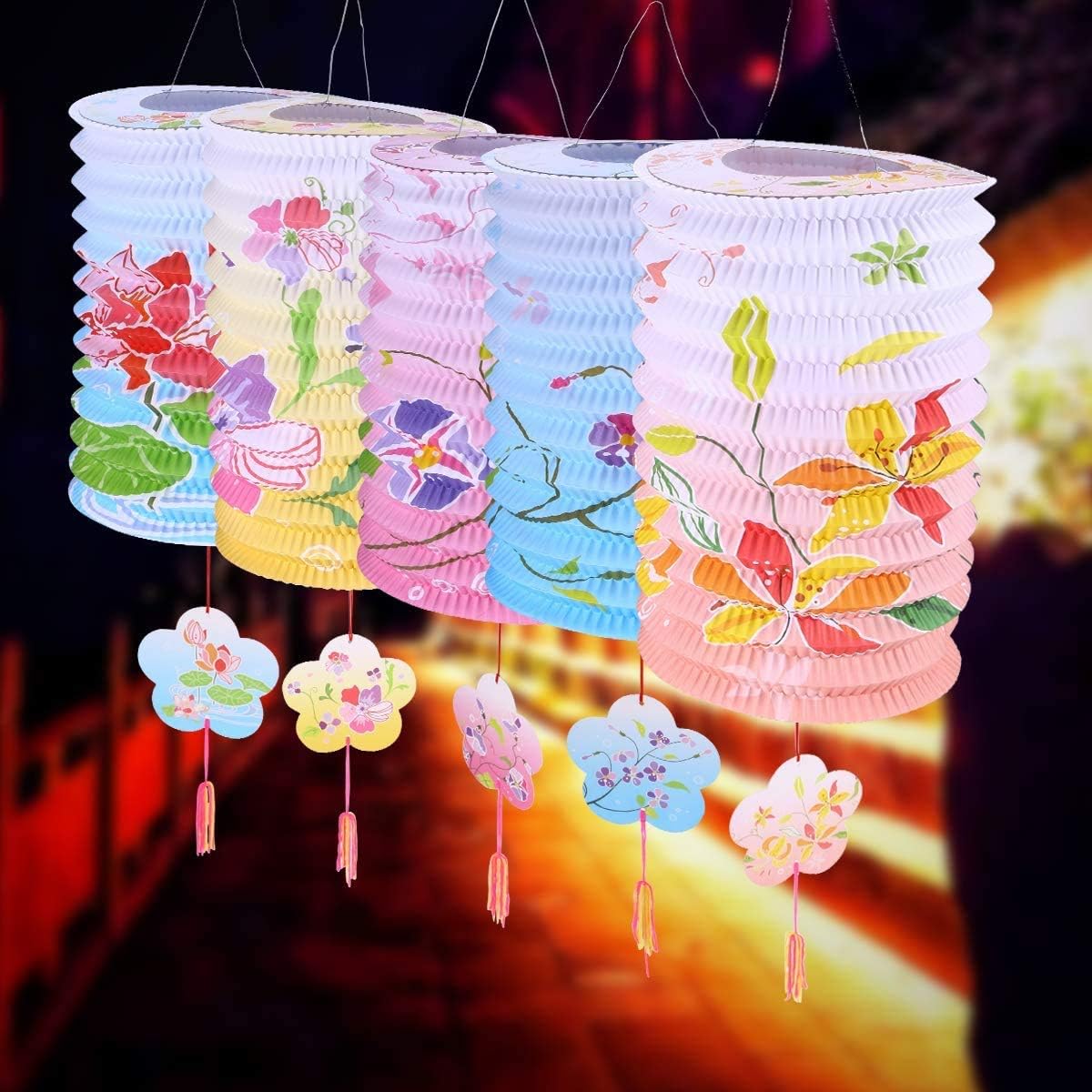 12 Pieces Chinese Paper Lanterns - Chinese Paper Lanterns Lamp Shades Ceiling Hanging Decoration Colorful for Birthday Wedding Party - Image 5