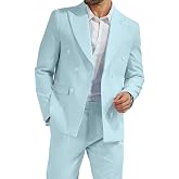 High-End Suits Men's Striped Seersucker Suits Wedding Tuxedo Summer Suits | Breathable Lightweight, 2 Piece Slim Fit, Striped Seersucker Suits Double Breasted Tuxedo Summer Beach Wedding Suits Sets