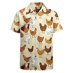 HUGLAZY Chicken Shirt for Men Button Down Hawaiian