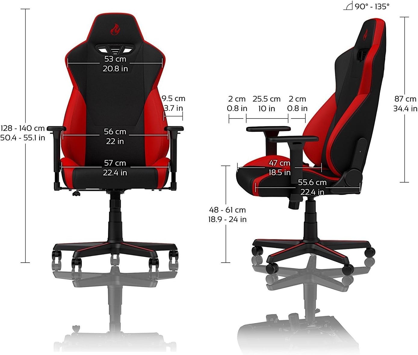 Amazon Com Nitro Concepts S300 Gaming Chair Inferno Red Office Chair Ergonomic Cloth Cover Up To 300 Lbs Users 90 To 135 Reclinable Adjustable Height Armrests Furniture Decor