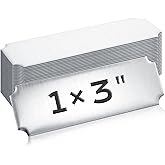 Therwen 30 Pcs Name Plates Laser Engraved Brushed Stainless Steel Plate Personalized Plaque Blank Custom Name Tag Frame Label with Adhesive Backing(Silver,1''x 3'',Notched Corner)