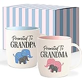 Triple Gifffted Promoted To Grandparents Coffee Mugs for New Best Grandma and Grandpa, Gifts Ideas First Time Grandparent Baby Reveal Pregnancy Announcement Christmas, Ceramic 13Oz