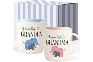 Triple Gifffted Promoted to Grandparents Coffee Mugs for New Best Grandma and Grandpa, Gifts Ideas First Time Grandparent Bab