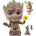 ZEshops Groot Flower Pot with Hole, Planter Pot for Succulent, Air Plants, Pen Holder with Miniature Fairy Garden Sitting Groot (Flower Model)