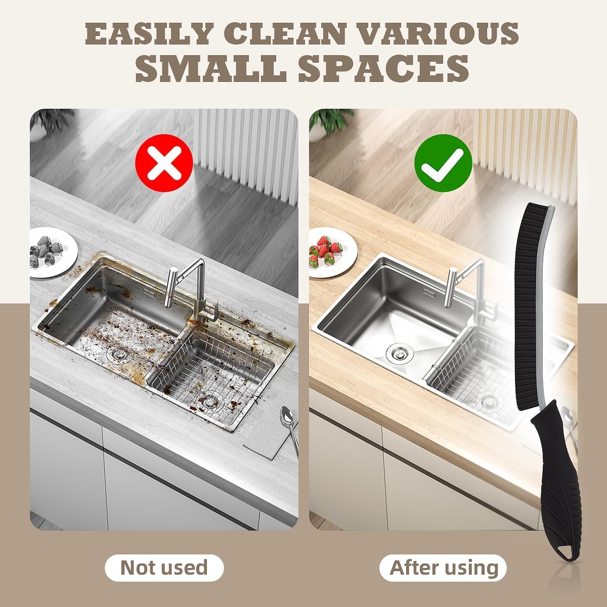 SXhyf Hartborsten Eckenreinigungsbürste, Fugenbürste, Pureclean Bürste, Ecken Reinigungsbürste,Bürste Reinigung Wird Für Familien Reinigung, Küche, Badezimmer Reinigungswerkzeuge Verwendet (Schwarz) 4