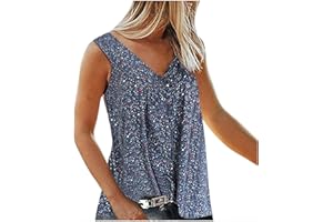 LEODYE Womens Tank Tops Dressy Casual Loose Fit V Neck Tank Tops Boho Floral Print Shirt Summer Sleeveless Tank Tops Vest