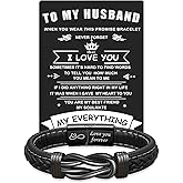 VGWON Husband Boyfriend Son Grandson Couple Gift for Him Mens Bracelet To My Man Leather Bracelet I Love You Gift Mens Birthday Gift for Christmas for Galentines gifts Valentine's Day Gift