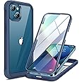 Miracase Compatible with iPhone 13 Mini case 5.4 inch, 2023 Upgrade Full-Body Glass Clear Case Bumper Case with Built-in 9H Tempered Glass Screen Protector for iPhone 13 Mini, Dark Blue